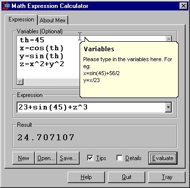 Math Expression Calculator version 1.5